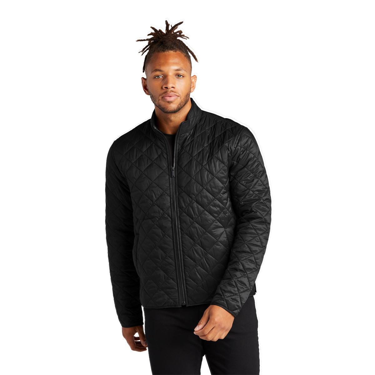 Embroidered Quilted Full‑Zip Jacket